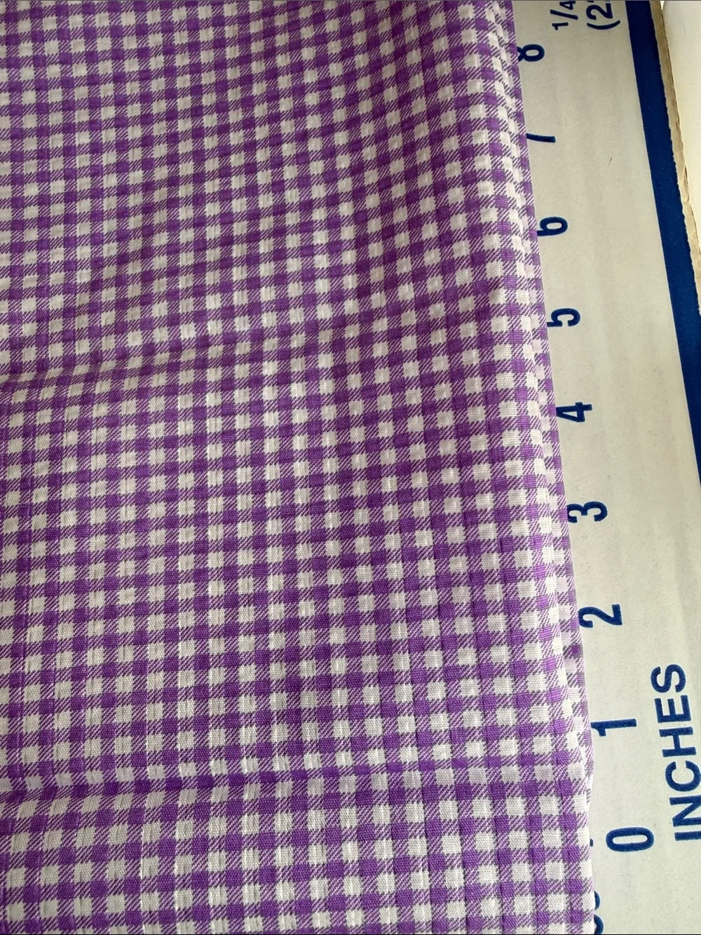 Vintage 1970s Tandem Textile Lavender Gingham Fabric Woven Check 2 Yds x 44